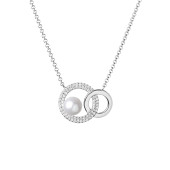 Colier argint cu perla naturala alba si cristale DiAmanti SK20106P_W-G